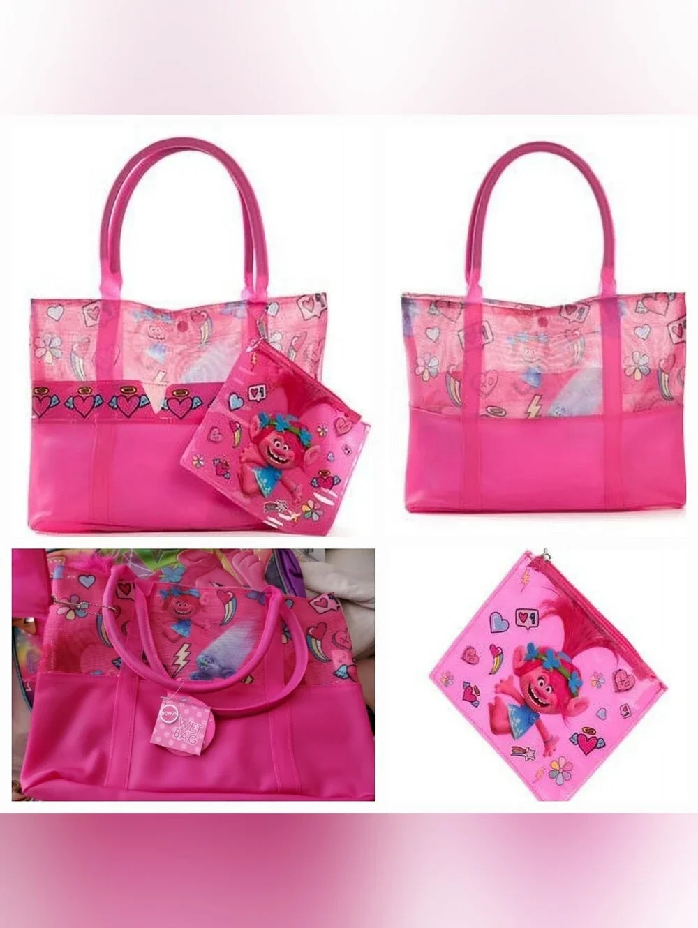 Trolls 4 Pc Set.. Backpack and Tote Bag Set - 4 Total Pieces
